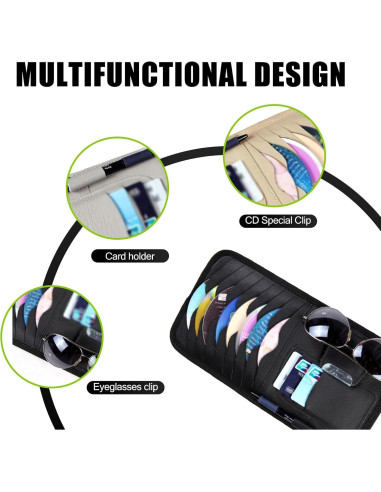 Organizador de Visera para Coche Dawfall - Multi-función Negro