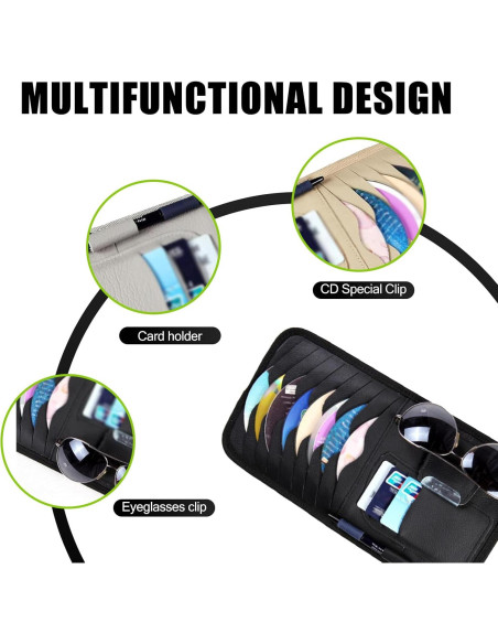 Organizador de Visera para Coche Dawfall - Multi-función Negro