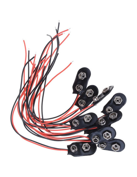 10 Clips de Batería de 9V HiLetgo Tipo I con Cable 15cm