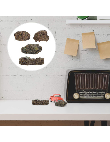 4 Piezas Adornos de Piedra Miniatura DOITOOL para Jardín