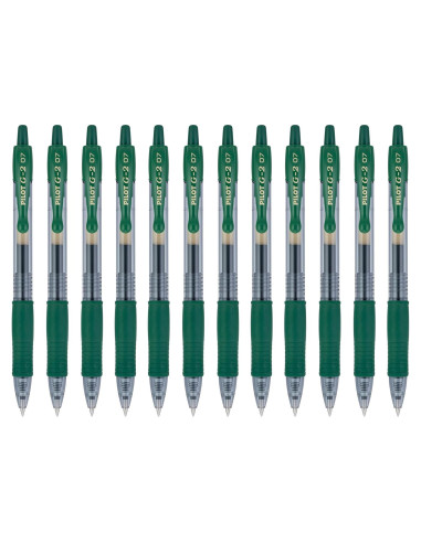 Bolígrafos de Gel Pilot G2 Premium 0.7mm Verde Cazador - 12 Unidades