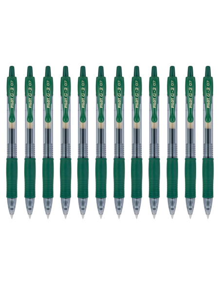 Bolígrafos de Gel Pilot G2 Premium 0.7mm Verde Cazador - 12 Unidades