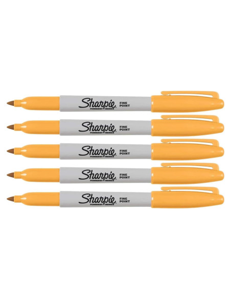 Marcadores Permanentes Naranjas Sharpie Punta Fina - 5 Unidades