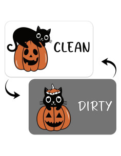 Imán de Lavavajillas PZJIEAN Gato Calabaza Doble Cara 8.9x5.6cm