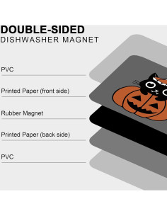Imán de Lavavajillas PZJIEAN Gato Calabaza Doble Cara 8.9x5.6cm 2