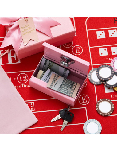 Caja de Dinero de Metal CroBlissful Rosa con Llave 11x7x3.5cm