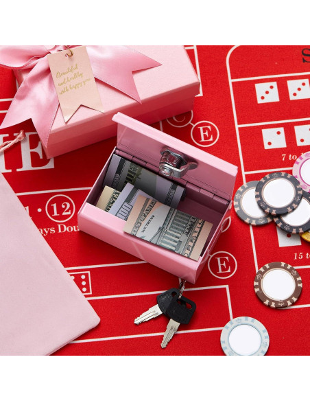 Caja de Dinero de Metal CroBlissful Rosa con Llave 11x7x3.5cm