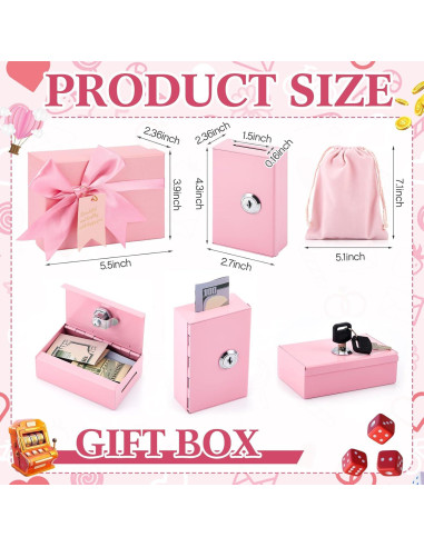 Caja de Dinero de Metal CroBlissful Rosa con Llave 11x7x3.5cm