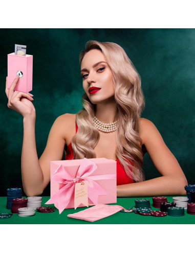 Caja de Dinero de Metal CroBlissful Rosa con Llave 11x7x3.5cm