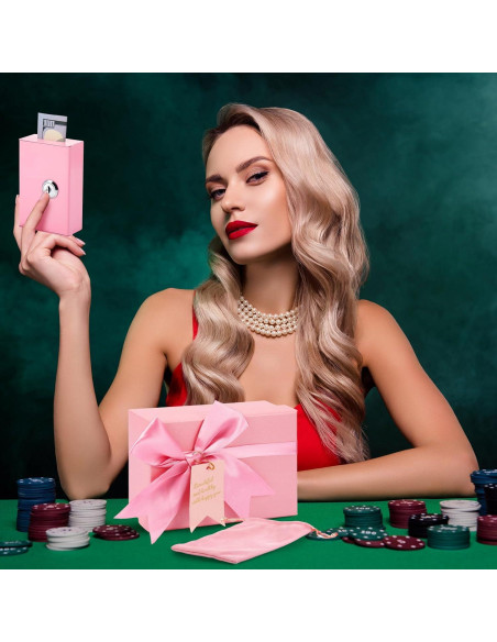 Caja de Dinero de Metal CroBlissful Rosa con Llave 11x7x3.5cm