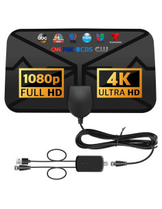 Antena de TV Interior YAODHAOD 360 km 4K 1080p Amplificada