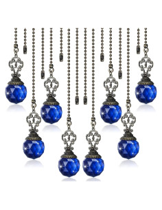 Cadenas de Tirar para Ventilador de Techo Hicarer - 4 Piezas Cristal Azul