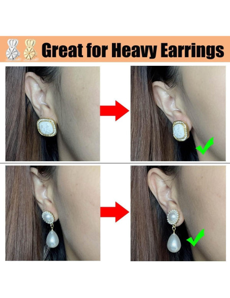 Elevadores de Pendientes DELECOE Hipoalergénicos Ajustables Oro 14K Elevadores de Pendientes DELECOE Hipoalergénicos Ajustables Oro 14K