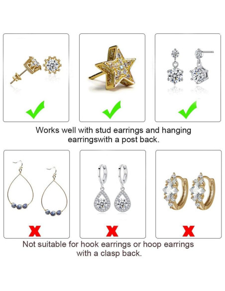 Elevadores de Pendientes DELECOE Hipoalergénicos Ajustables Oro 14K Elevadores de Pendientes DELECOE Hipoalergénicos Ajustables Oro 14K