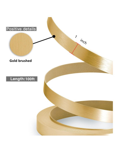 Banda de Biselado Dorada ZYJT 2.54cm x 30.48m PVC Aluminio