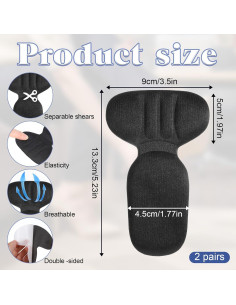 Almohadillas de Talón Aiyorse - 2 Pares Antideslizantes Negro 2