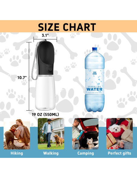 Botella de Agua Portátil para Perros Maiiu 550ml - Antifugas