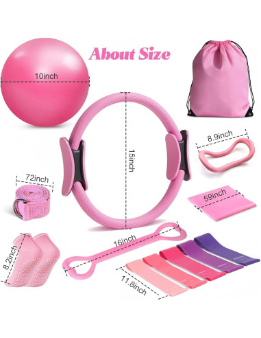Kit de Pilates para Mujeres Yuheybe - 13 Piezas con Anillo y Pelotas