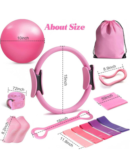 Kit de Pilates para Mujeres Yuheybe - 13 Piezas con Anillo y Pelotas Kit de Pilates para Mujeres Yuheybe - 13 Piezas con Anillo y Pelotas