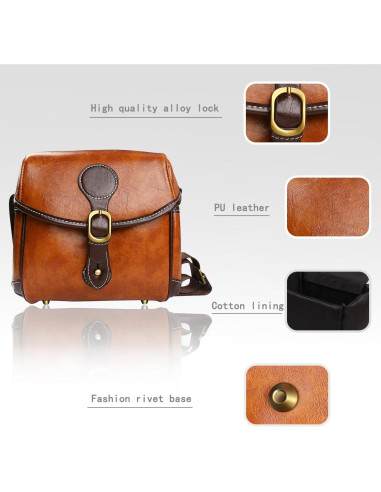 Bolsa de Cámara DSLR Topixdeals Vintage Impermeable Marrón