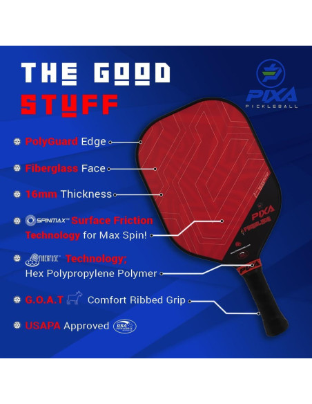 Conjunto de 2 Palas de Pickleball PIXA Fireblade 16mm con 4 Pelotas