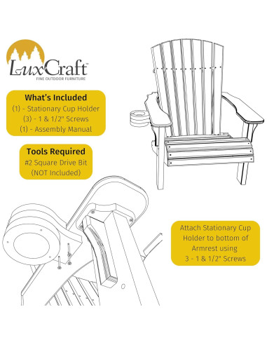 Soporte para Vaso LuxCraft para Silla Adirondack - Marrón Castaño