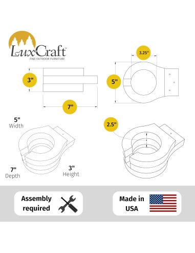 Soporte para Vaso LuxCraft para Silla Adirondack - Marrón Castaño