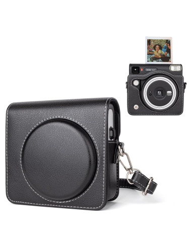 Funda Protectora de Cuero PU para Fujifilm Instax SQ40 - Negra