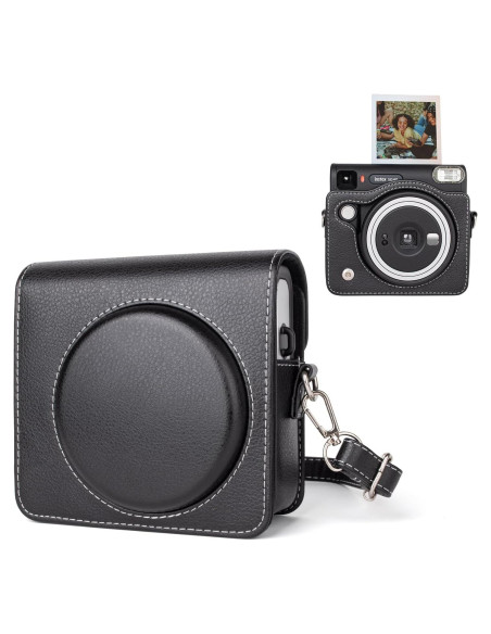 Funda Protectora de Cuero PU para Fujifilm Instax SQ40 - Negra