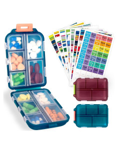 Estuche Organizador de Pastillas CUALFEC 2 Paquetes 10 Compartimentos