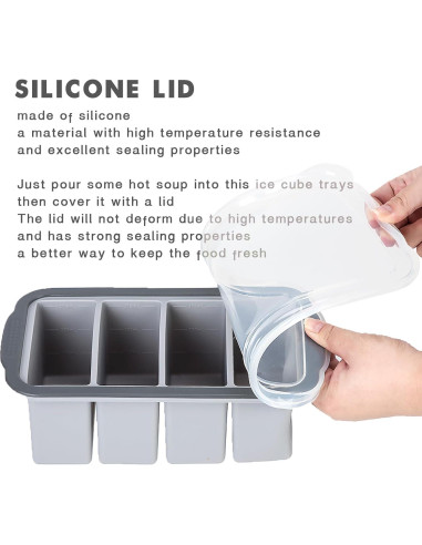 Bandeja de congelación Aichoof 1.5 Taza con tapa - 2 Pack Gris