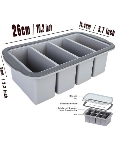 Bandeja de congelación Aichoof 1.5 Taza con tapa - 2 Pack Gris