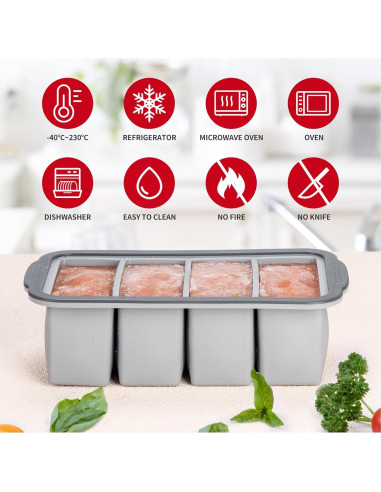 Bandeja de congelación Aichoof 1.5 Taza con tapa - 2 Pack Gris