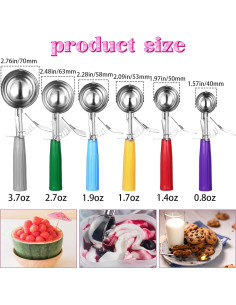 Juego de 6 cucharas para helado y galletas MBAIYO - Acero inoxidable 2