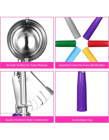 Juego de 6 cucharas para helado y galletas MBAIYO - Acero inoxidable