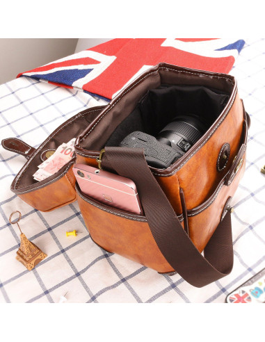 Bolsa de Cámara DSLR Topixdeals Vintage Impermeable Marrón