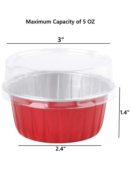 100 Ramequines Desechables DEAYOU 5oz Aluminio Rojo