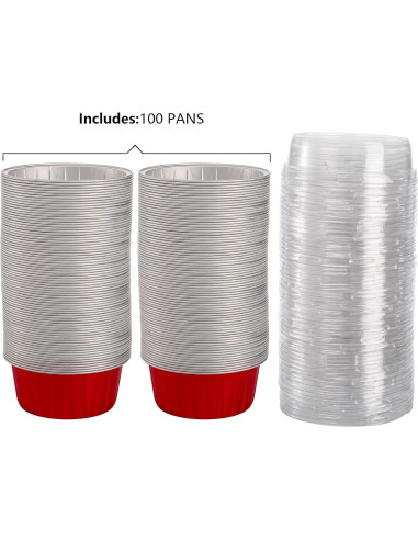 100 Ramequines Desechables DEAYOU 5oz Aluminio Rojo
