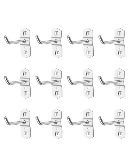 Ganchos de Pegboard Garneck 12 Pcs Alta Resistencia 5.8cm Plata