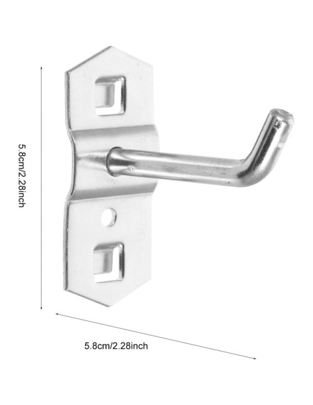 Ganchos de Pegboard Garneck 12 Pcs Alta Resistencia 5.8cm Plata