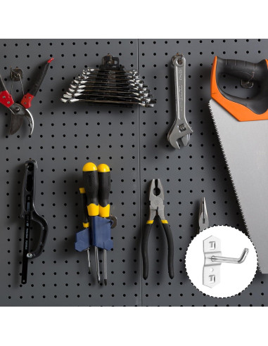 Ganchos de Pegboard Garneck 12 Pcs Alta Resistencia 5.8cm Plata