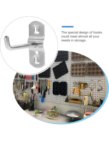 Ganchos de Pegboard Garneck 12 Pcs Alta Resistencia 5.8cm Plata