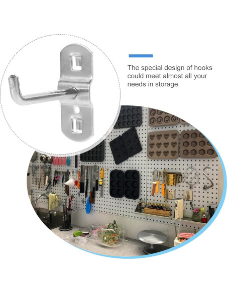 Ganchos de Pegboard Garneck 12 Pcs Alta Resistencia 5.8cm Plata