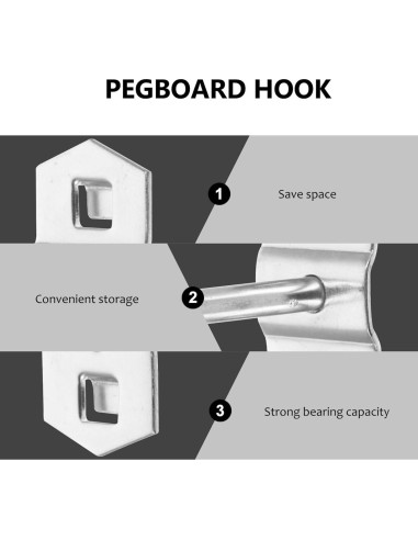 Ganchos de Pegboard Garneck 12 Pcs Alta Resistencia 5.8cm Plata