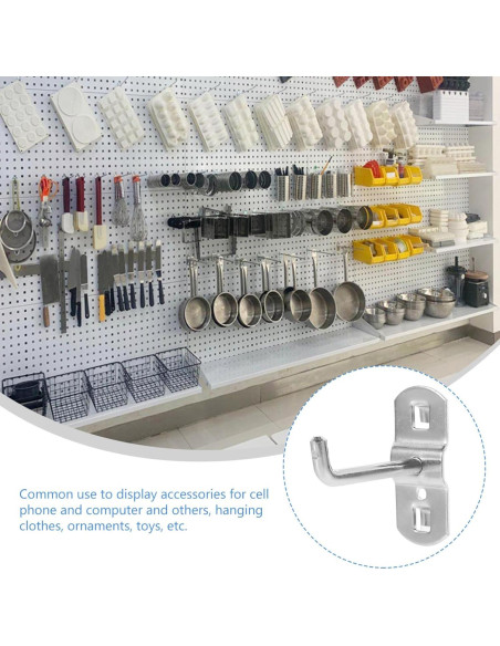 Ganchos de Pegboard Garneck 12 Pcs Alta Resistencia 5.8cm Plata