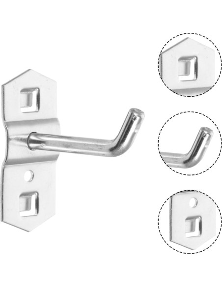 Ganchos de Pegboard Garneck 12 Pcs Alta Resistencia 5.8cm Plata