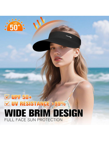Visera de sol YANIKY para mujeres con ala ancha UPF50+