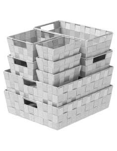 Set de 9 Cestas de Almacenamiento Neaterize Gris 30x35x10 cm