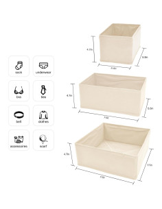 Organizadores de Cajones Telycummy Pack de 6 Beige Plegables 2