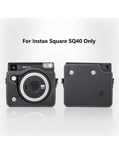 Funda Protectora de Cuero PU para Fujifilm Instax SQ40 - Negra